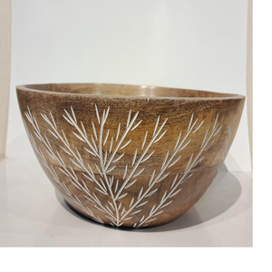 ชามไม้แกะสลักด้วยมือออกแบบลายดอกไม้สำหรับขายในบ้าน - Product Image 1