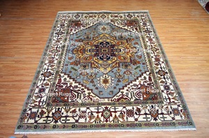 Tranquilo azul antiguo Oushak alfombras lujo alta calidad lana Knott 9x12 diseño abstracto para sala de estar baño refugio - Product Image 4