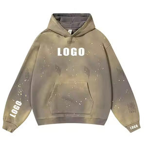 OEM personalizado de los hombres de lavado al margen Sudadera con capucha 100% poliéster Color sólido de alta calidad sudaderas con capucha de gran tamaño - Product Image 3