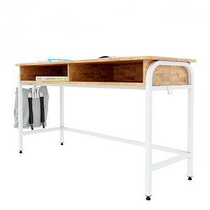Bureau d'enseignant double moderne UNI 04 avec tiroirs, en bois d'hévéa et pieds en fer, assemblage requis PSD022 - Product Image 2