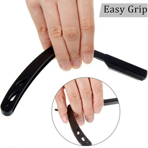 Maquinillas de afeitar de barbero de borde recto, acero inoxidable, tijeras de salón de barberos negras personalizadas - Product Image 3