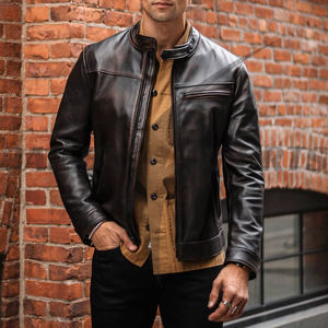 Veste en cuir véritable vintage pour homme - Design classique et tendance, haute qualité, faible MOQ, fabricant OEM personnalisé, patchwork sur le devant - Product Image 1
