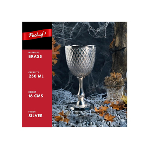 Premium Silver Finish Brass <b>Goblet</b> | Handmade Textured Chalice Cup Vintage Style Table Decor | Elegant Metal Serveware Gift Item - Product Image 3
