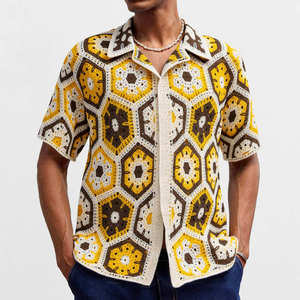Vintage Summer <b>Mens</b> for Shirt Half Sleeve Solid Jersey V-Neck with Buttons 100% Cotton ODM Supply - Product Image 5