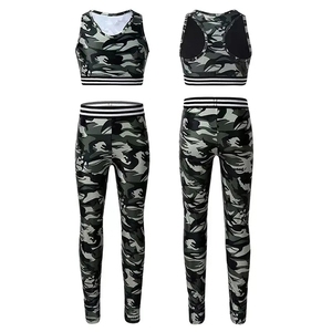 Ensemble de yoga pour femmes, 2 pièces, soutien-gorge de sport et leggings, imprimé camouflage, tenue de sport sans manches, tenue de fitness - Product Image 3