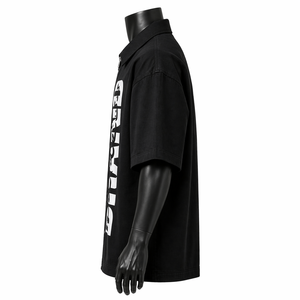 Camisa de Alta Calidad Personalizada para Hombre, Estilo Urbano, Cierre de Cremallera, Manga Corta, Corte Holgado, Estampado Gráfico Grande, OEM - Product Image 4