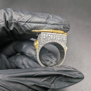 Square Custom Letter VVS Moissanite Diamond Sparkle 925 Sterling <b>Silver</b> Fency Hip Hop Luxury <b>Statement</b> <b>Ring</b> For Party Wear - Product Image 5