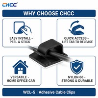 Attache-câbles adhésive CHCC en nylon 66, support auto-adhésif pour la gestion des câbles, organisateur pour voiture, table, mur WCL-5