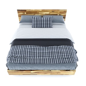 Cadre de lit double rustique japonais en bois d'acacia naturel extensible GN68037 160x200cm - Product Image 4