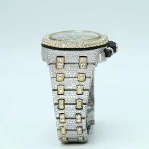 Reloj de pulsera analógico de Hip Hop para hombre, diamantes cultivados en laboratorio de corte redondo personalizados, claridad VVS, acero inoxidable, estilo Hip Hop admirable - Product Image 4