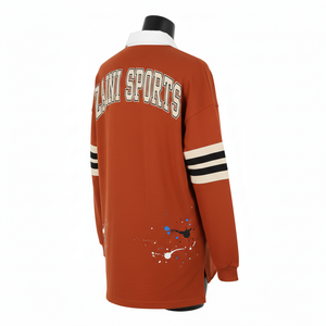 Camiseta de Rugby Premium para Hombre, 260 GSM, Tela de Algodón y Poliéster, Manga Larga, Cuello en Contraste, Logotipo Personalizado, Absorbe la Humedad - Product Image 5