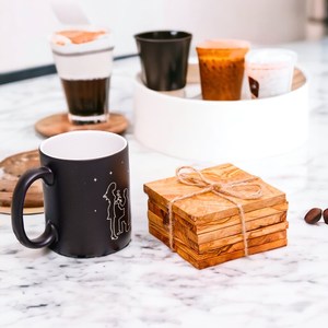 Wood Coasters Bamboo Heart Shape Drinks Pot Coffee cup Modern Design Walnut Coasters For Kitchen And Hotels - Product Image 5