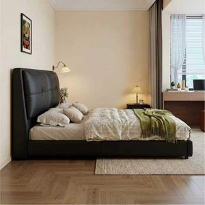 Base de Cama de Cuero Vegano con Colchón de Látex y Resortes, Caja Alta con Sistema de Elevación a Gas, Estructura de Madera Sólida, Tamaño King, Juego de <span class=keywords><strong>Dormitorio</strong></span> - Product Image 3