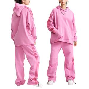 ชุดเซ็ตเสื้อฮู้ดดี้และกางเกงขายาวสีพื้นทรงโอเวอร์ไซส์สำหรับผู้หญิง ปี 2025 คุณภาพสูง ระบายอากาศได้ดี ชุดลำลองสองชิ้นสำหรับผู้หญิง - Product Image 4