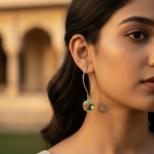 Boucles d'oreilles pendantes en argent 925 pour femmes avec améthyste verte, bijoux fantaisie, cadeau - Product Image 1