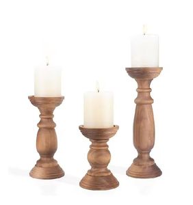 Farmhouse-Style Wooden <b>Candle</b> Holders Rustic Wood <b>Pillar</b> <b>Candle</b> Stands 6'' Vintage Tall <b>Candle</b> Stand Decorative Brown - Product Image 1