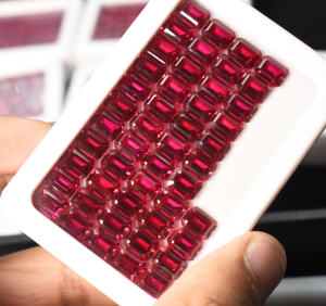 Collar de rubí creado en laboratorio, facetado Octágono, corte esmeralda, piedras de cristal, piedras preciosas Rojas, tratamiento térmico para aplicación de joyería - Product Image 5