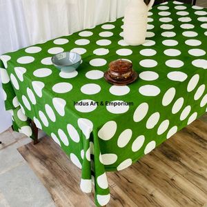 Indian Handmade Eco-Friendly Floral Cotton <b>Table</b> <b>Cover</b> with Customizable Options for Weddings - Product Image 3