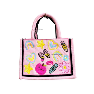 Sacs fourre-tout miniatures faits à la main en perles colorées personnalisées pour les enfants et les filles - Toile durable avec poignée souple, petite capacité - Product Image 5