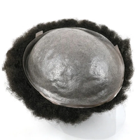 Prothèse capillaire homme en cheveux naturels, texture afro crépu bouclé, avec base extra fine en PU, système de remplacement capillaire à boucles en V sans nœuds, pour une ligne de cheveux naturelle