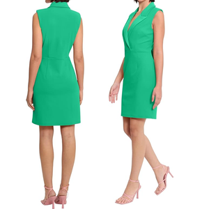 Ropa de trabajo de oficina Escritorio a la cena Evento Ceremonia de recepción Vestido de tubo de carrera con cuello de solapa para mujer - Product Image 5