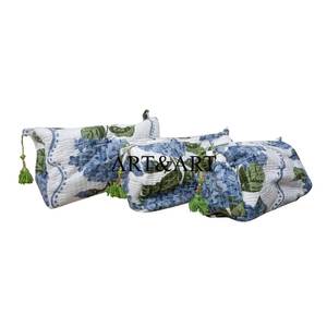 Ensemble de 3 pochettes matelassées à fermeture éclair en coton écologique, multifonctionnelles, élégantes, légères, personnalisables avec votre logo de marque, résistantes à l'eau - Product Image 3