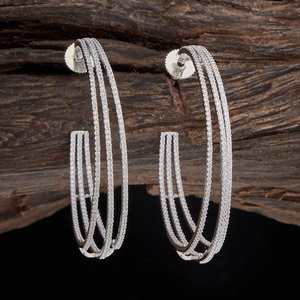 Boucles d'oreilles créoles en zircon plaqué or rose rhodié 156990, forme papillon, en alliage, perle et diamant, pour femme, 13g, sertissage canal, pour soirées - Product Image 1