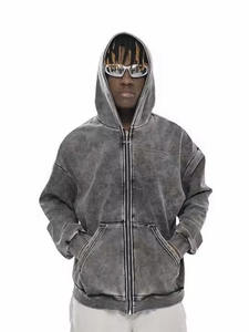 Sweats à capuche Fabricant de sweats personnalisés 100% coton imprimé Dtg Boxy Fit Zipper Sweats à capuche personnalisés pour hommes - Product Image 3