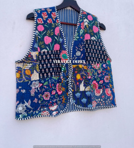 Chaqueta acolchada de algodón para mujer, Kimono con abertura frontal, a rayas, hecha a mano, chaqueta acolchada Vintage con borde crudo - Product Image 2