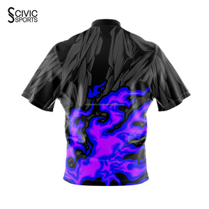 Maillot Retro Bowling Quarter Zip pour homme Vêtements de sport imprimés à manches courtes pour adultes - Product Image 2