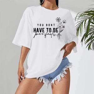 T-shirts respirants décontractés imprimés en 3D Chemises surdimensionnées à séchage rapide 100% coton Personnaliser la chemise élégante à col rond pour femmes - Product Image 4