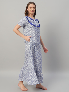 Camisón Elegante de Verano para Mujer, 100% Algodón con Encaje y Estampado Floral - Product Image 3