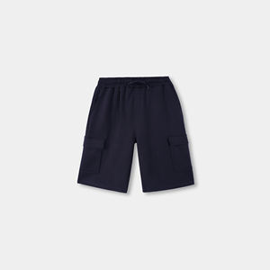 Pantalones cortos Cargo azul marino para hombre, ropa de calle multibolsillo con cordón, tela transpirable, pantalones cortos azul marino - Product Image 1