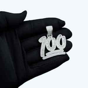 Collier Pendentif Lettre en Moissanite Style Hip Hop Plaqué Rhodium de Luxe pour Homme SM Jewels - Pendentifs et Breloques Tendance - Product Image 2