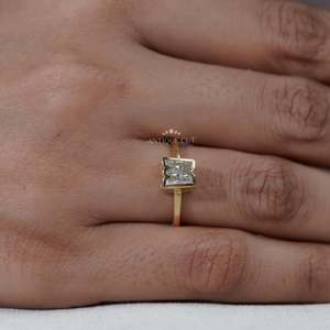 M-Shape <b>Initial</b> Diamond <b>Ring</b> in Yellow Gold - Product Image 6