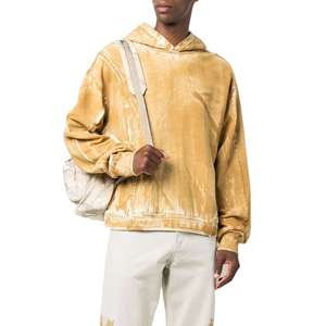 OEM Blank Custom 2025 Oversized Acid Wash Hoodie Fabricante 100% Cotton Hoodie High Quality Yellow Washed 420g Hoodie - Product Image 1