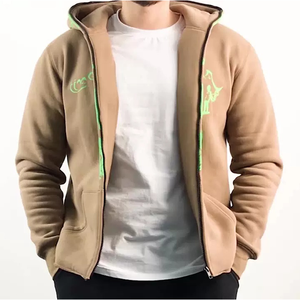 Sudadera con capucha y cremallera de cara completa de algodón pesado de alta calidad para hombre, ropa de calle con estampado personalizado, precio al por mayor para invierno - Product Image 5