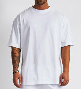 Vente chaude 100% Coton Tricoté Anti-Rides T-Shirt pour Hommes Respirant Streetwear Confortable Fit Casual Blanc Conception Solide - Product Image 2