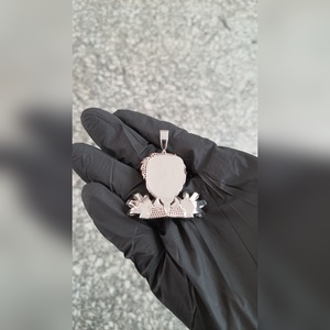 Pendentif Charme en Argent Sterling 925 Plaqué Argent de Haute Qualité avec Moissanite CP005 S M VVS2 Taille Brillant Tendance Unisexe Bijou de Fête - Product Image 4