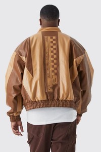 Chaqueta de Moto Impermeable y Transpirable de Talla Grande Huzaifa Products, Color Marrón, Piel de Oveja Original, Bordada, con Puños Elásticos - Product Image 4