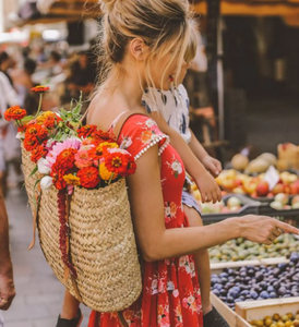 Mochila Hipster de paja marroquí con asas de cuero, cesta francesa, marroquí - Product Image 1