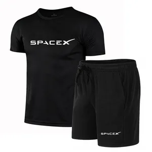Individuelles Logo-Design zweiteiliger Herren-Sommer anzug 2-teilige Acid-Wash-Shorts und T-Shirt-Set für Herren bekleidung