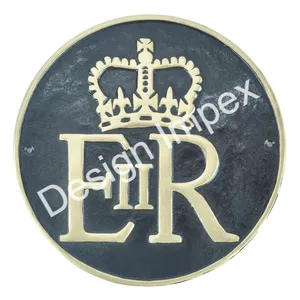 Kraliyet taç ER ikinci dekoratif genel işareti ve plak duvara montaj için yeni Elegance ile ekstra sınıf kalite Metal işareti