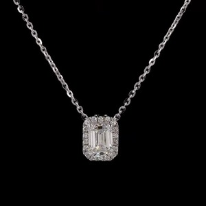 1.17 Ct Emerald Cut Lab Grown Diamond Collier 14K Or Blanc Léger Pendentif Usage Quotidien Fine Jewelry - Product Image 2
