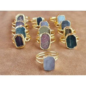 Trendy Gold-Plated Fashion <b>Rings</b> with Unique Natural Stone Designs for Resale - Product Image 1