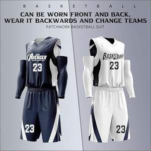 เสื้อบาสเก็ตบอลแบบย้อนยุคโลโก้ได้ตามต้องการดีไซน์ตาข่ายสองด้านขนาดใหญ่พิเศษพิมพ์ลายถ่ายเทความร้อนระบายอากาศได้ดีสำหรับผู้ชายผู้หญิง - Product Image 3