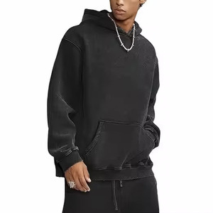 Sweat à capuche zippé surdimensionné pour homme en coton éponge français Acid Wash & 3D Tie Dye Print Winter Washed Hoodie For Mens - Product Image 3