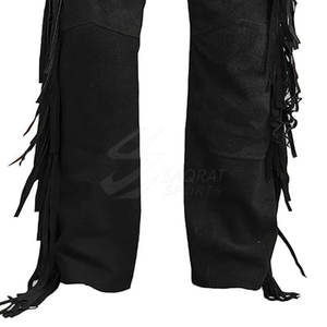 Pantalones de hombre al por mayor de estilo único lavados personalizados con tu propio diseño pantalones de piel de ante con flecos - Product Image 5