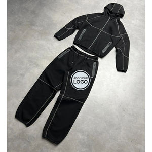 Logo personnalisé hiver polaire hommes survêtement hommes survêtements 2 pièces à la mode rue lâche Hip Hop personnalisé polaire hommes - Product Image 3