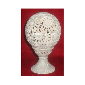 Beautiful Handicrafts Item Candle Stand of <b>Lighting</b> Decoration Natural Soapstone Floral Carving Design for Home Decorative - Product Image 1